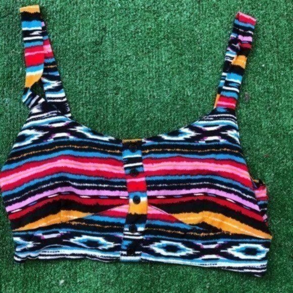 Colorful Sleeveless Crop Top Size L - Picture 4 of 7